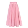 French Casual Stretch Blended Fabric Pleated Midi Skirt