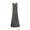 Skin-Friendly Cooling Womens Elegant Metallic Striped Sleeveless Knit High Waist Midi Dress