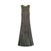 Skin-Friendly Cooling Womens Elegant Metallic Striped Sleeveless Knit High Waist Midi Dress