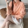 Women's Loose French Long Sleeve Polo Collar Elegant Office Shirt