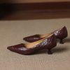 Women's French Sheepskin Pointed Toe Stiletto Heel Pumps Classic Dress Shoes
