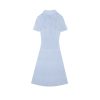 Skin-Friendly Cooling Sequin Ribbed Knit Polo Short Sleeve Midi Dress Casual
