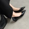 Womens Patent Leather Pointed Toe Wedge Pumps Classic Dress Shoes