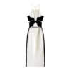 Elegant Colorblock Halter Midi Slip Dress Backless Split Slim Commuter Skin-Friendly Cooling