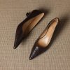 Women's French Sheepskin Pointed Toe Stiletto Heel Pumps Classic Dress Shoes