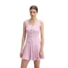 Square Neck Sleeveless Pleated Knit Dress High Waist A-Line Skin-Friendly Cooling