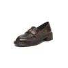 Women's Square Toe Block Heel Sheepskin Loafers