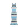Elegant Sleeveless Round Neck Wavy Stripe Midi Knit Fishtail Dress Skin-Friendly Cooling