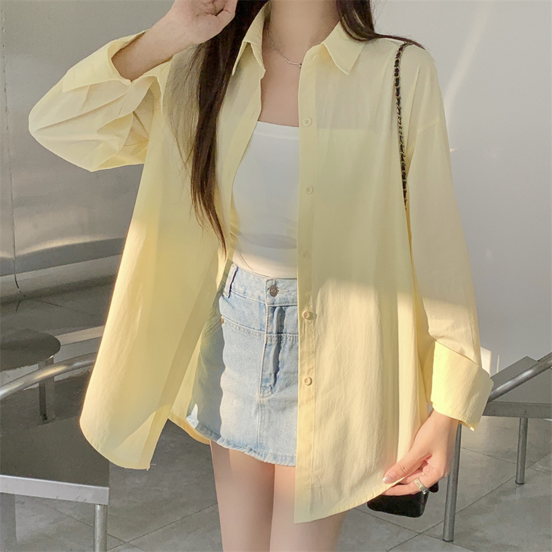 Women's Loose French Long Sleeve Polo Collar Elegant Office Shirt