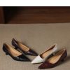Women's French Sheepskin Pointed Toe Stiletto Heel Pumps Classic Dress Shoes