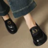 Women's Square Toe Block Heel Sheepskin Loafers