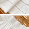 Bohemian Cotton Embroidered Floral V-neck 3/4 Hollow Out Top Midi Skirt