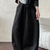 Minimalist Breathable Spliced Cotton Womens Mid Rise Straight Casual Pants