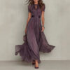 Timeless Lace Trim Cinched Waist Womens Maxi Dress