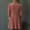 Timeless Pink Embroidered Velvet Womens Midi Coat