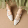 Timeless Sustainable Sheepskin Womens Block Heel Mary Jane Shoes