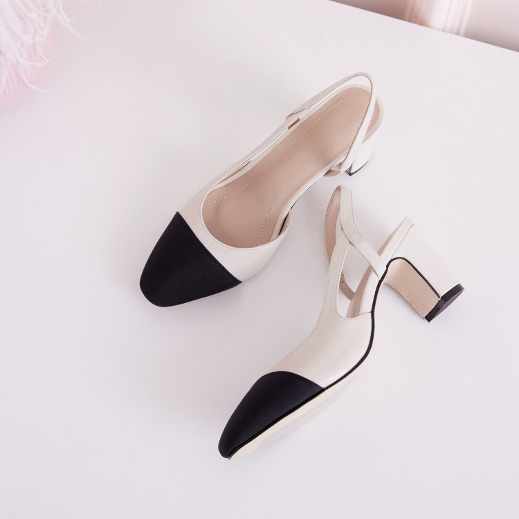 Timeless Colour Block Cowhide Womens Closed Toe Slingback Sandals