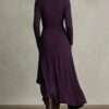 Timeless Stretchy Polyester Womens Turtleneck Irregular Hem Maxi Dress