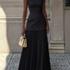 Timeless Pleated Womens Sleeveless Top And Maxi Skirt Co Ord Set