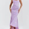 Timeless Jacquard Knit Womens Square Neck Mermaid Maxi Dress