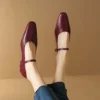 Timeless Sustainable Sheepskin Womens Block Heel Mary Jane Shoes
