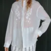 Minimalist Sheer Ramie Lyocell Embroidered Long Sleeve Shirt