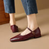 Timeless Sustainable Sheepskin Womens Block Heel Mary Jane Shoes