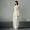Minimalist Sustainable Breathable Linen Womens Cropped V Neck Cami Top