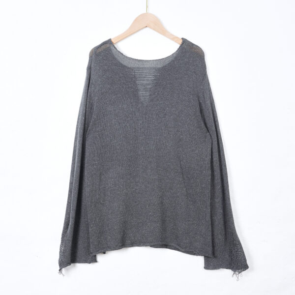Boho Cutout Breathable Linen Lyocell Blend Womens Loose Knit Top