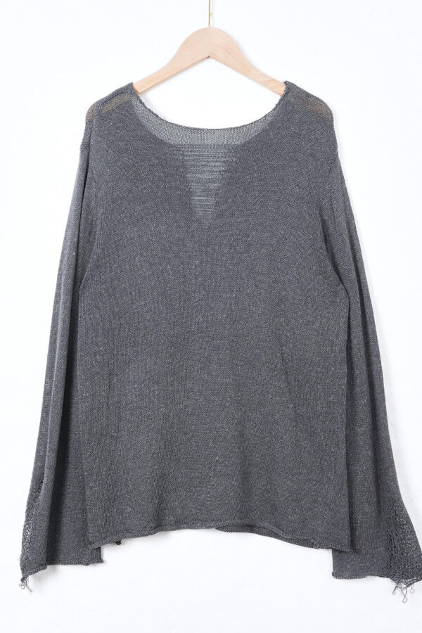 Boho Cutout Breathable Linen Lyocell Blend Womens Loose Knit Top