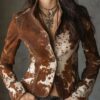 Boho Cow Print Polyester Womens Single Breasted Blazer