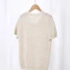 Minimalist Breathable Linen Lyocell Womens Cutout Short Sleeve Top