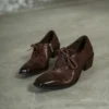 Timeless Washed Cowhide Womens Square Toe Block Heel Oxford Shoes