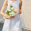 Minimalist Scalloped Edge Linen Blend Womens Sleeveless Midi Dress
