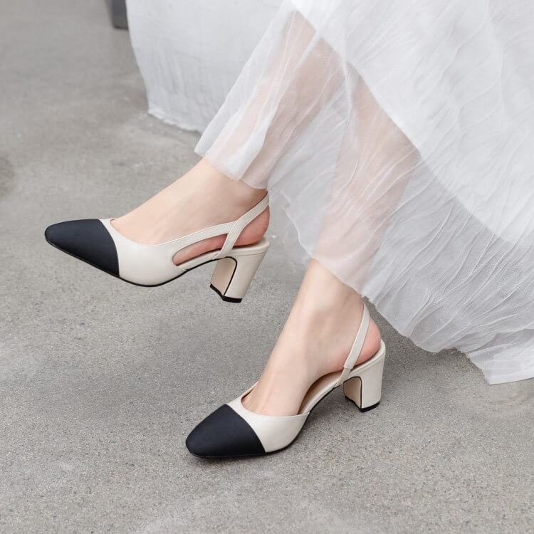 Timeless Colour Block Cowhide Womens Closed Toe Slingback Sandals