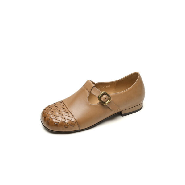 Timeless Woven Toe Genuine Leather Womens Mary Jane Flats
