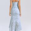 Timeless Jacquard Knit Womens Square Neck Mermaid Maxi Dress