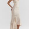 Timeless Jacquard Knit Womens Square Neck Mermaid Maxi Dress