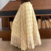 Elegant Breathable Crinkled Plaid Polyester Blend Womens Maxi Skirt