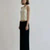 Minimalist Cotton Linen Ribbed Knit Womens Slim Fit Halter Vest