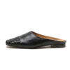 Minimalist Woven Genuine Leather Womens Square Toe Flat Mules