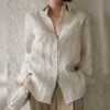 Timeless Pleated Breathable Pure Linen Long Sleeve Shirt