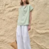 Minimalist Breathable Linen Lyocell Womens Wide Leg Trousers