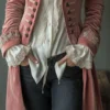 Timeless Pink Embroidered Velvet Womens Midi Coat