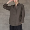 Minimalist Ladder Stitch Cotton Womens Loose Long Sleeve Shirt