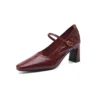 Timeless Sustainable Sheepskin Womens Block Heel Mary Jane Shoes