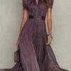 Timeless Lace Trim Cinched Waist Womens Maxi Dress