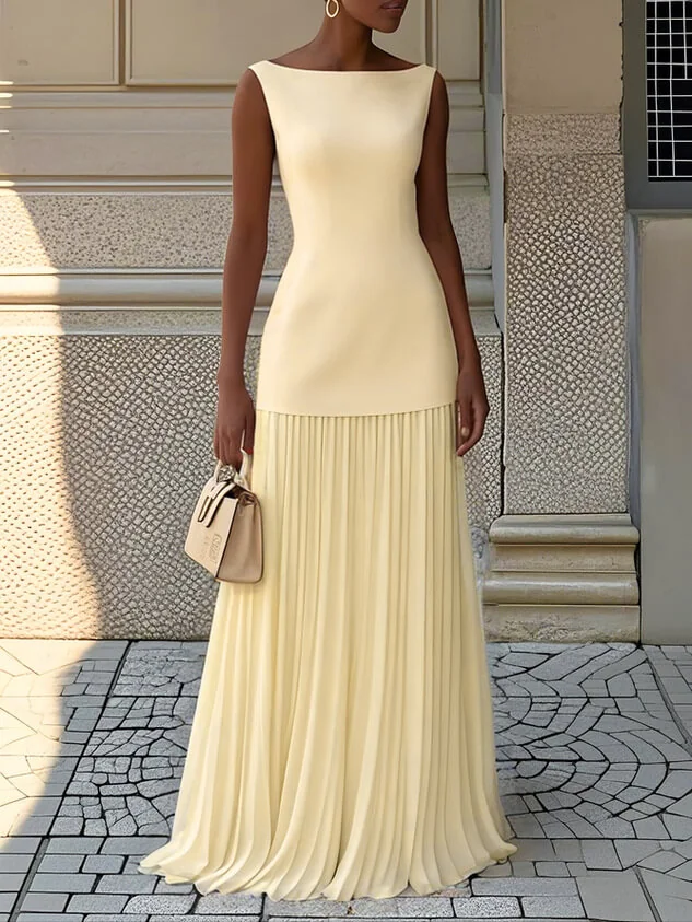 Timeless Pleated Womens Sleeveless Top And Maxi Skirt Co Ord Set