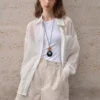 Minimalist Breathable Sheer Ramie Loose Long Sleeve Shirt