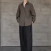 Minimalist Ladder Stitch Cotton Womens Loose Long Sleeve Shirt